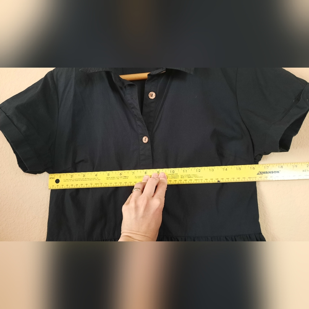 Derek Heart Black Button Up Cotton Dress Minimalist Capsule Timeless - Picture 5 of 7